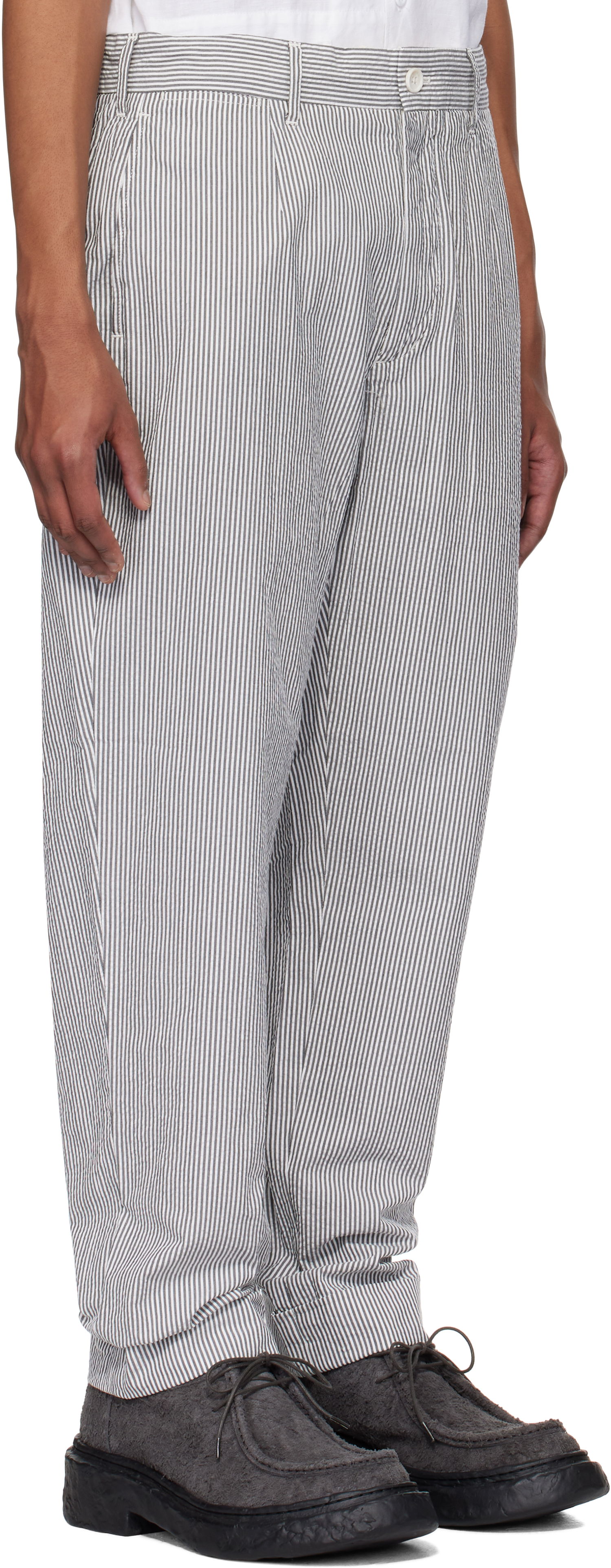 Bukser Engineered Garments Engineered Garments Andover Striped Trousers Hvid | 25S1F001, 1
