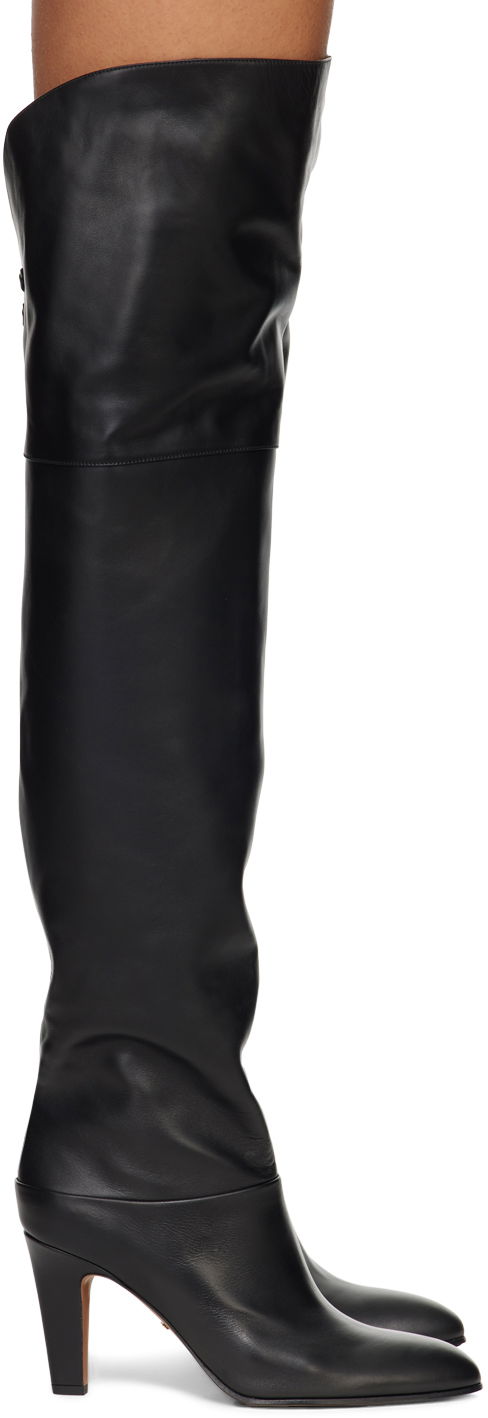 Sokker CHLOÉ Chloé Eve Thigh-High Leather Boots Sort | CHC24A03PMF