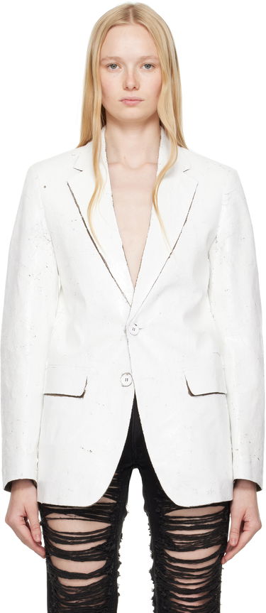 Jakke Maison Margiela MM6 Maison Margiela Hand-Coated Blazer Hvid | S62BN0110 M35437, 0