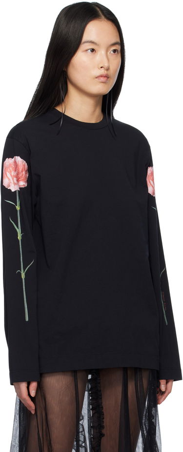 T-shirt Simone Rocha Simone Rocha Carnation Print Long Sleeve T-Shirt Hvid | 5194P32P32A-W 0569, 4