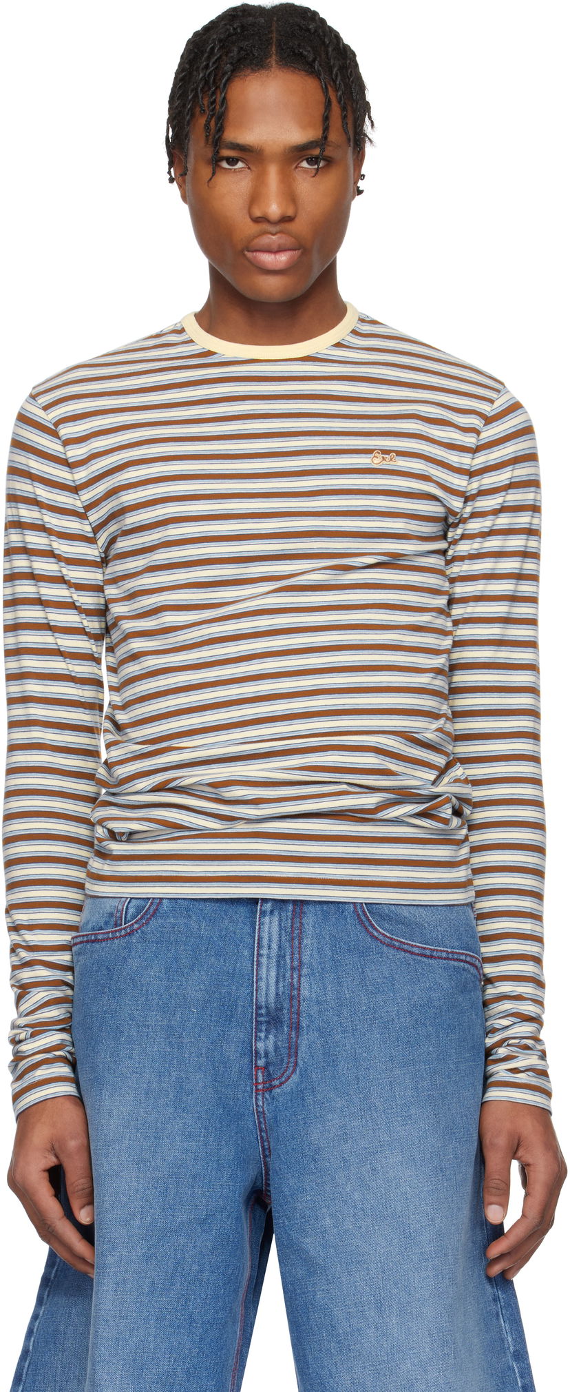 T-shirt ERL ERL Striped Long Sleeve T-Shirt Flerfarvet | ERL10T010