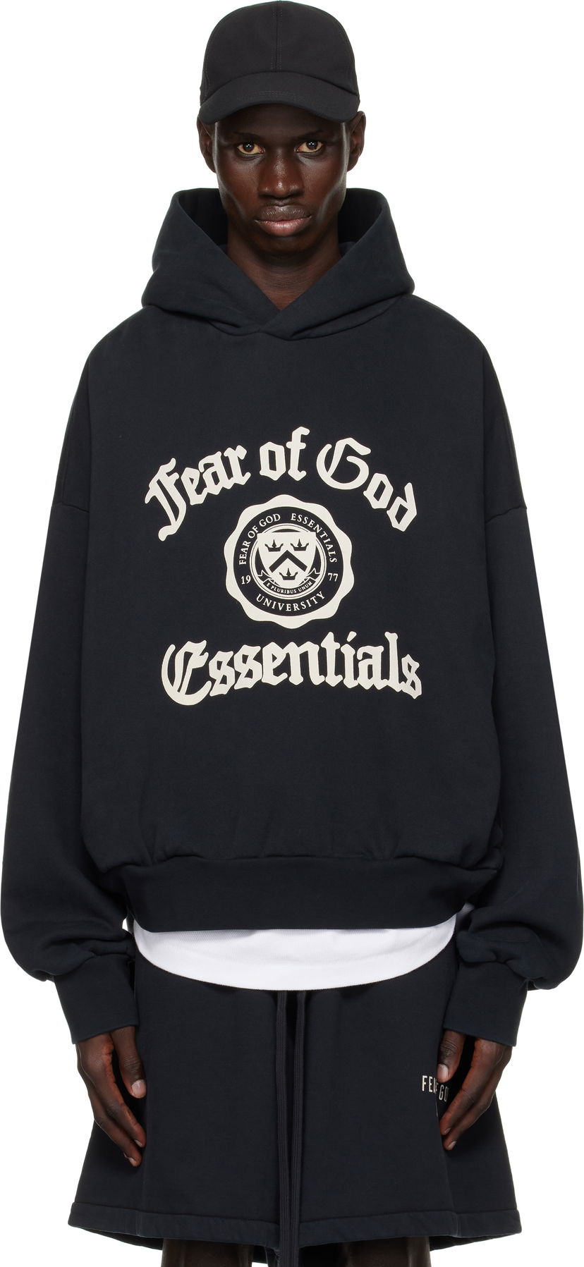 Sweatshirt Fear of God Fear of God ESSENTIALS Heavy Fleece Vintage Shrunken Hoodie Sort | 192HO246210F