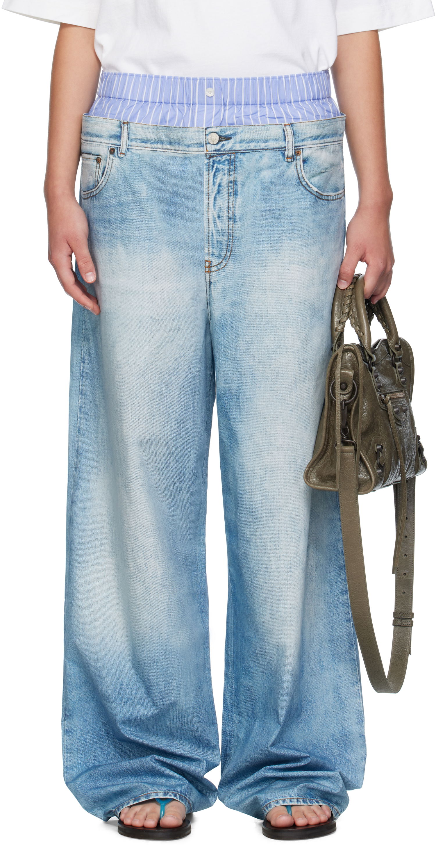Bukser Acne Studios Acne Studios Printed Wide-Leg Trousers Blå | AK0918-, 0