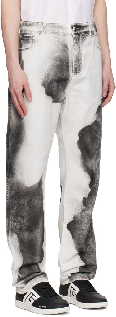 Jeans Balmain Balmain Regular Fit Moon Print Jeans Hvid | EH0MI043DE39, 1