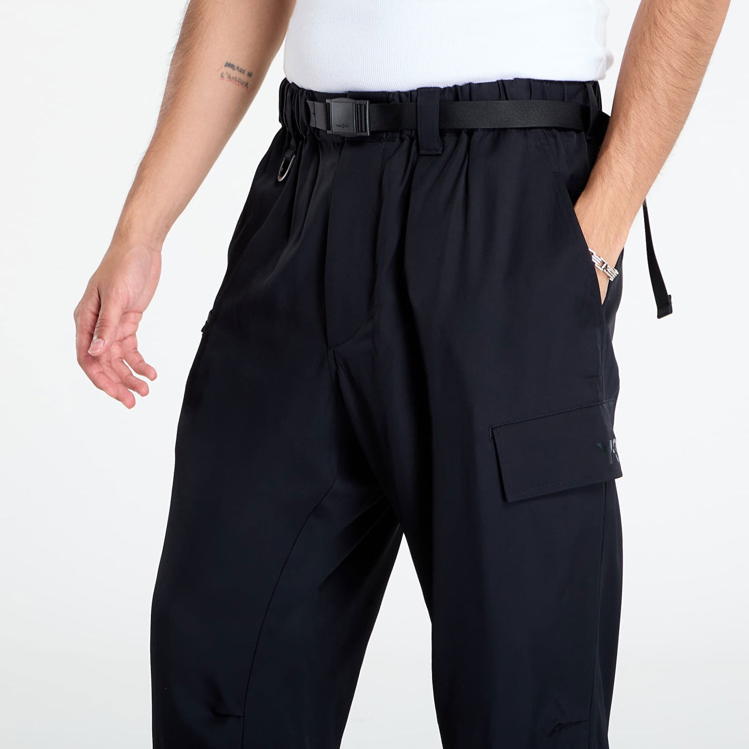 Bukser Y-3 Y-3 Rayon Twill Cuffed Pants Sort | JX7283, 1