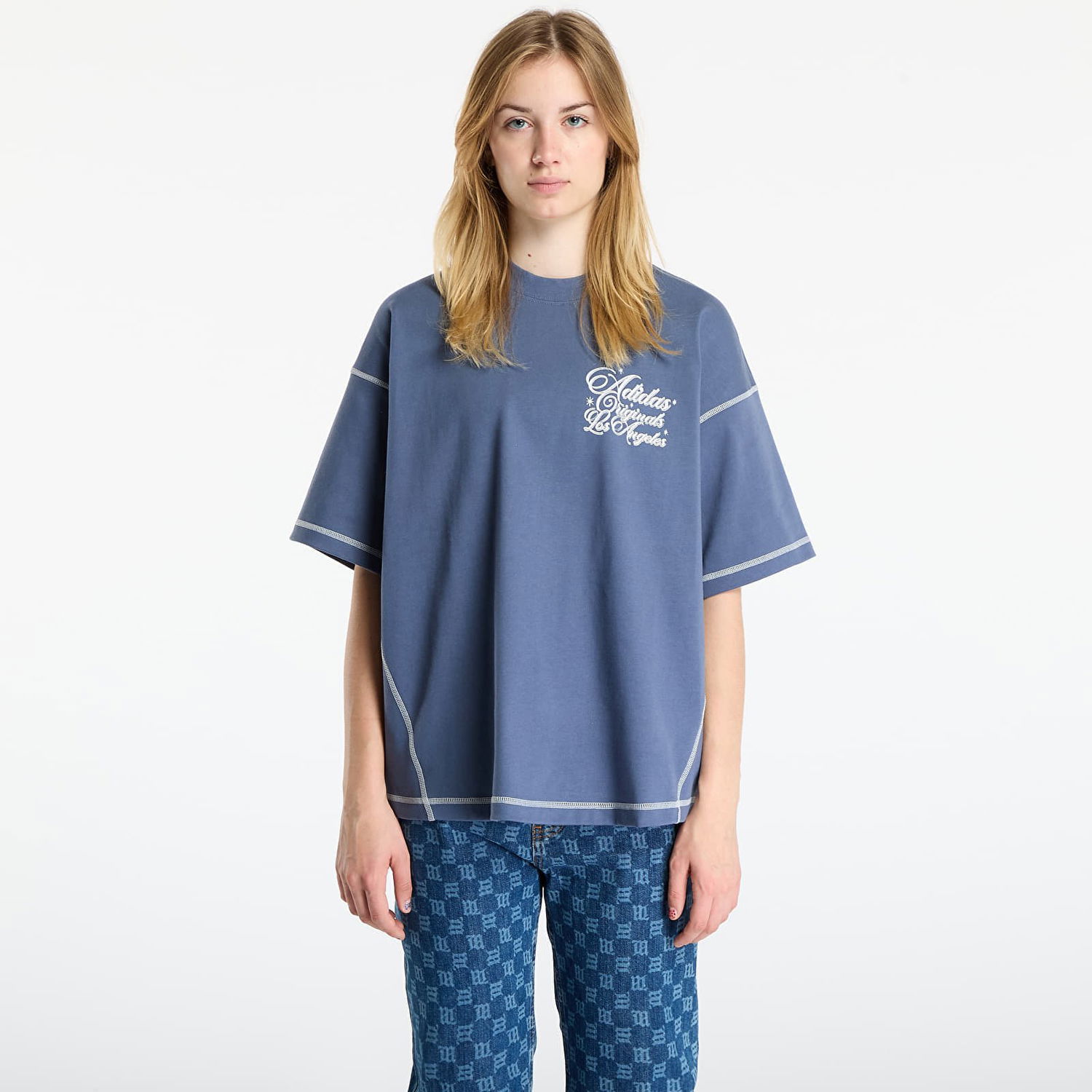 T-shirt adidas Originals LA Originals Wilshire Short Sleeve T-Shirt with Contrast Stitching Blå | JX6178, 0