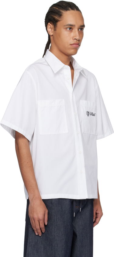 Skjorte Off-White Off-White Script Summer Shirt Hvid | OMGG002C99FAB0030110, 1
