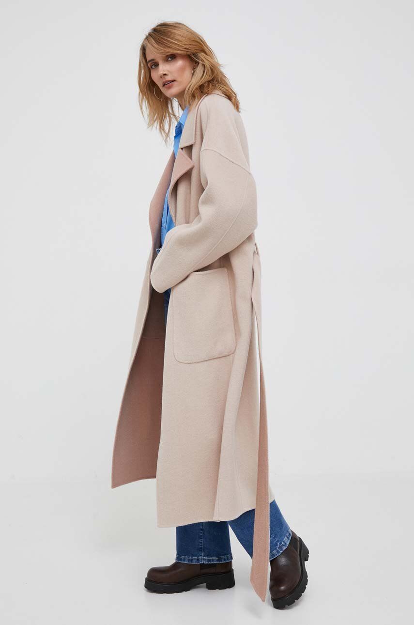 Frakker CALVIN KLEIN Tied-waist Wool Coat Beige | K20K205855, 0