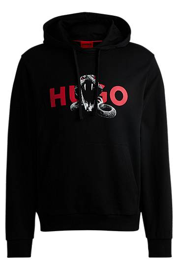 Sweatshirt BOSS HUGO Cotton-Terry Hoodie with Snake Graphic Sort | 50530580