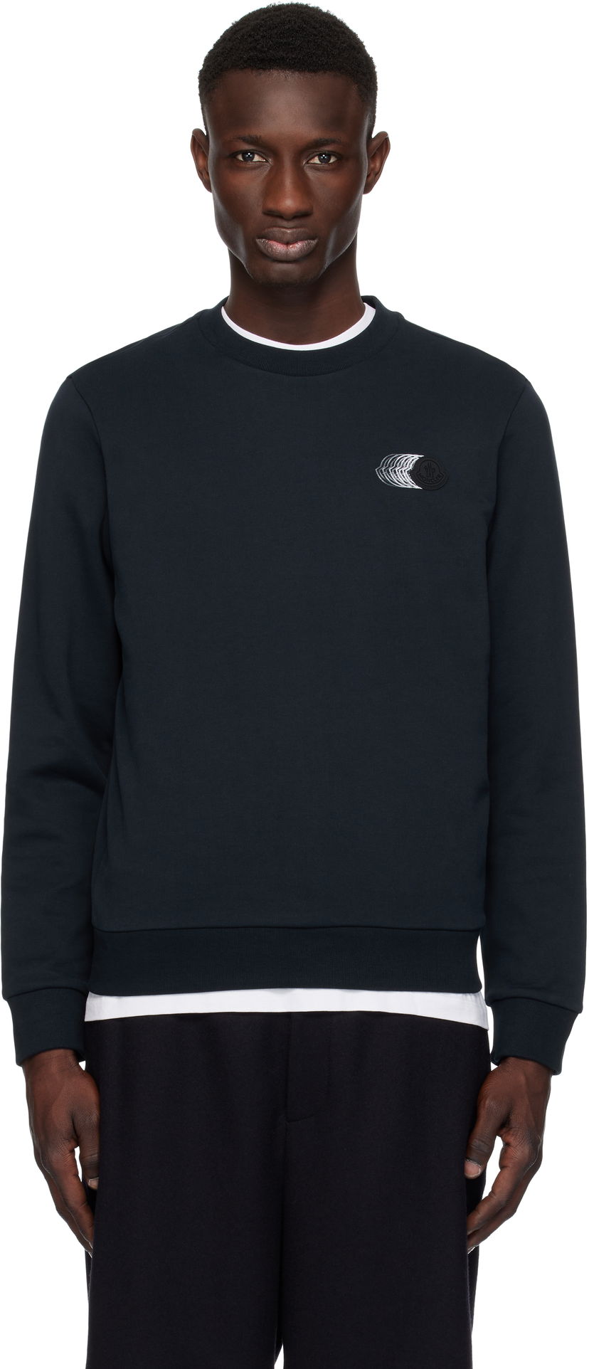 Sweater Moncler Moncler Faded Logo Cotton Sweatshirt Mørkeblå | K10918G00039809KR