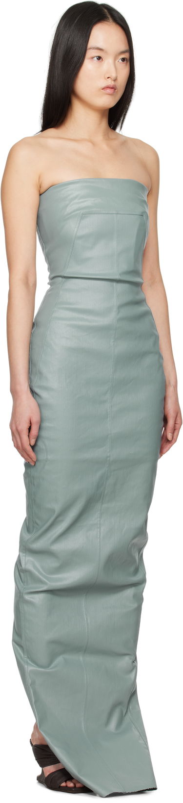 Kjole Rick Owens Rick Owens Hollywood Bustier Denim Gown Grøn | RP01E7524 SCT, 1