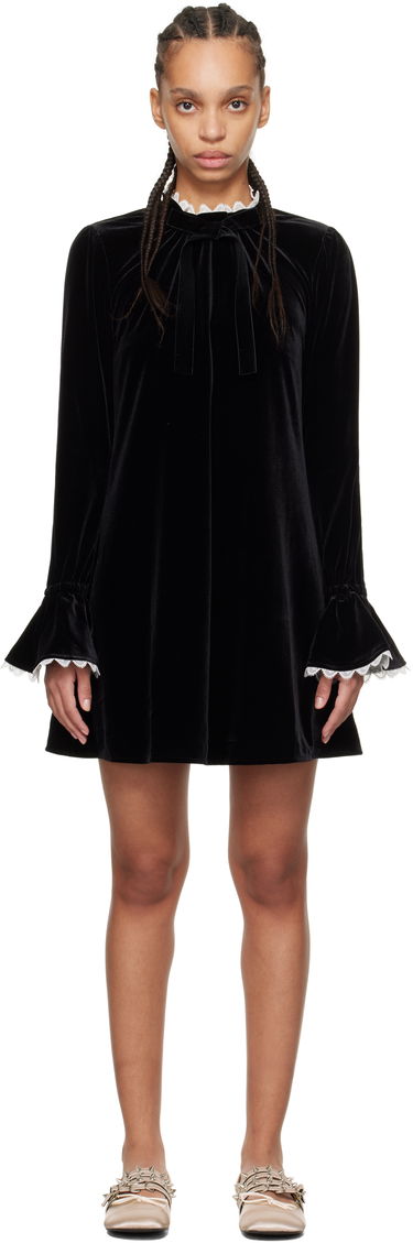 Kjole GANNI GANNI Velvet A-Line Mini Dress Sort | T4048, 0