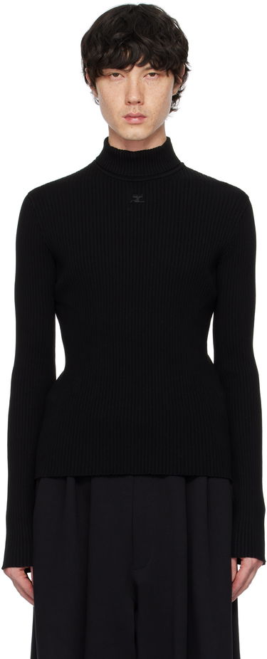 Sweater Courrèges Courrèges Reedition Rib Knit Mockneck Sweater Sort | PERMPU008FI0001, 0