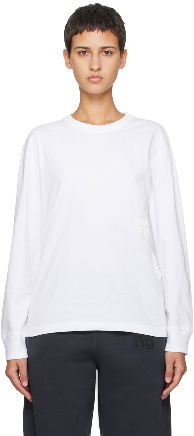 T-shirt Alexander Wang Puff Long Sleeve T-Shirt Hvid | 4CC3221356