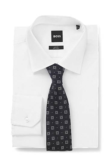 Bælter BOSS Silk-Blend Patterned Tie Sort | 50550511, 1