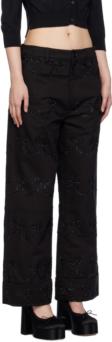 Bukser Simone Rocha Simone Rocha Patterned Wide-Leg Trousers Sort | 4101 1062, 1