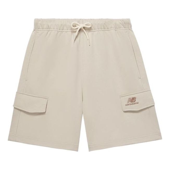 Shorts New Balance Logo Sport Cotton Shorts Beige | 5VD24043-LBE