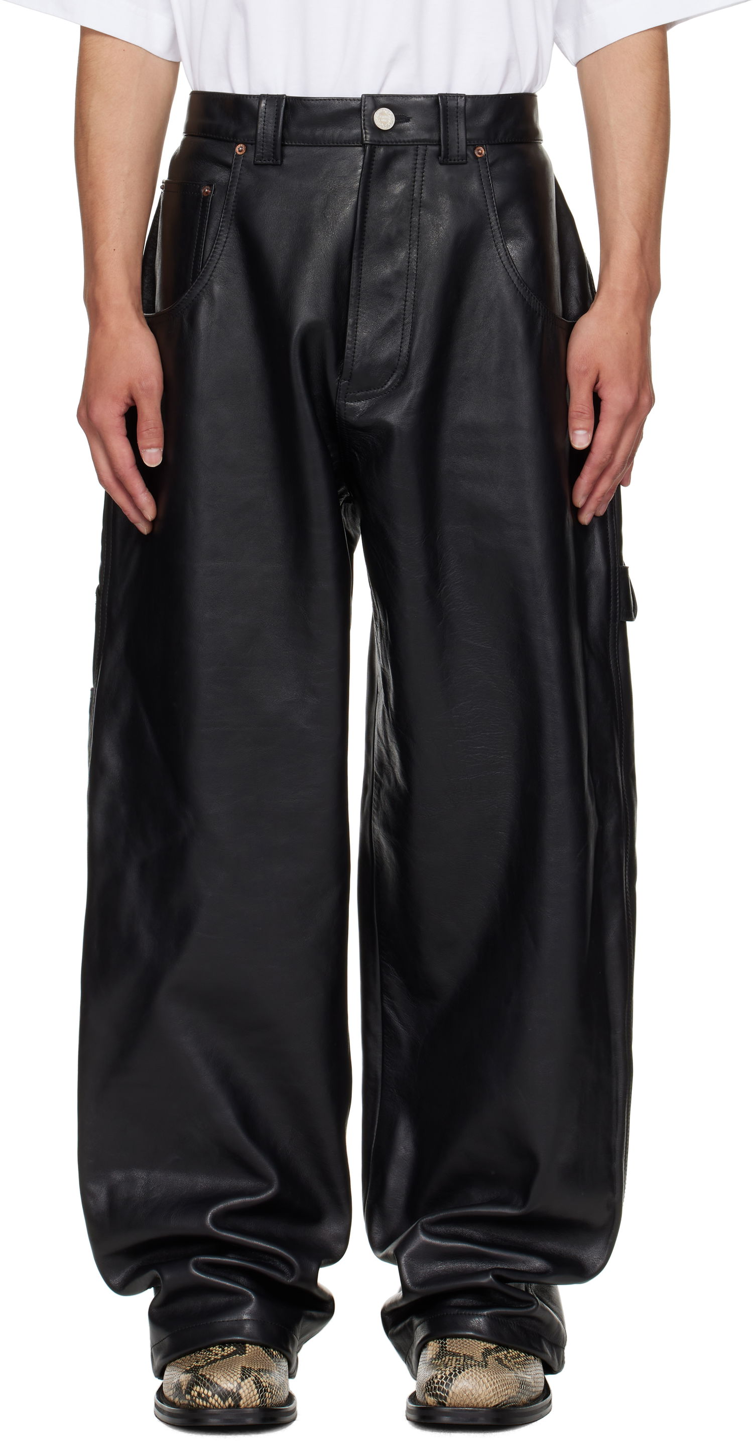 Bukser VETEMENTS VETEMENTS Hip Hop Leather Pants Sort | UH76LP250B, 0