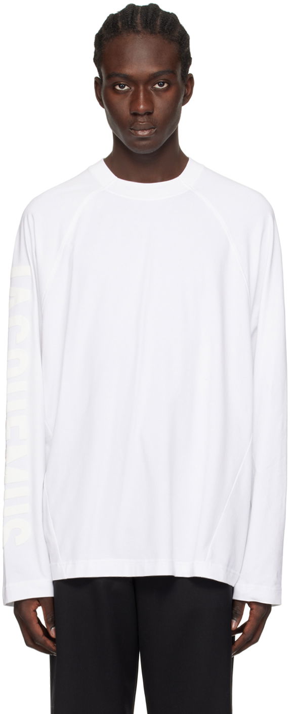 T-shirt Jacquemus Les Classiques 'Le T-Shirt Typo' Long Sleeve T-Shirt Hvid | 24E245JS213-2031