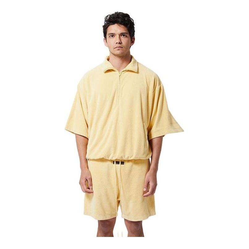 Polo skjorte Fear of God Fear of God Essentials Halfzip 3 Short Sleeve Boxy Polo Gul | 125BT224092F, 0