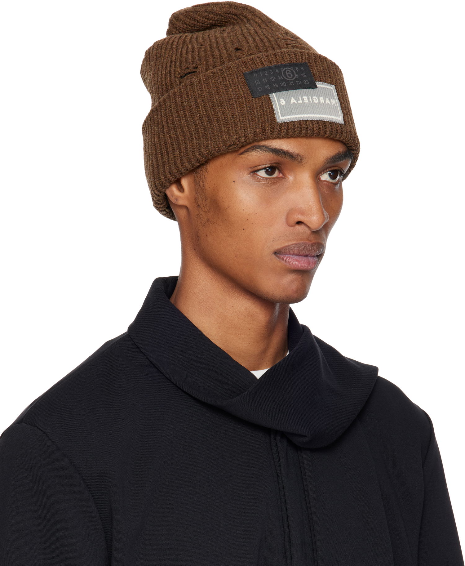 Beanie Maison Margiela MM6 Maison Margiela Logo Patch Beanie Brun | SH0TB0001 M13138, 1