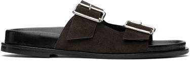 Skopleje Aeyde Aeyde Meena Suede Double Buckle Slides Brun | A11-FS-FOXR08FL174-SS25-953-022, 0
