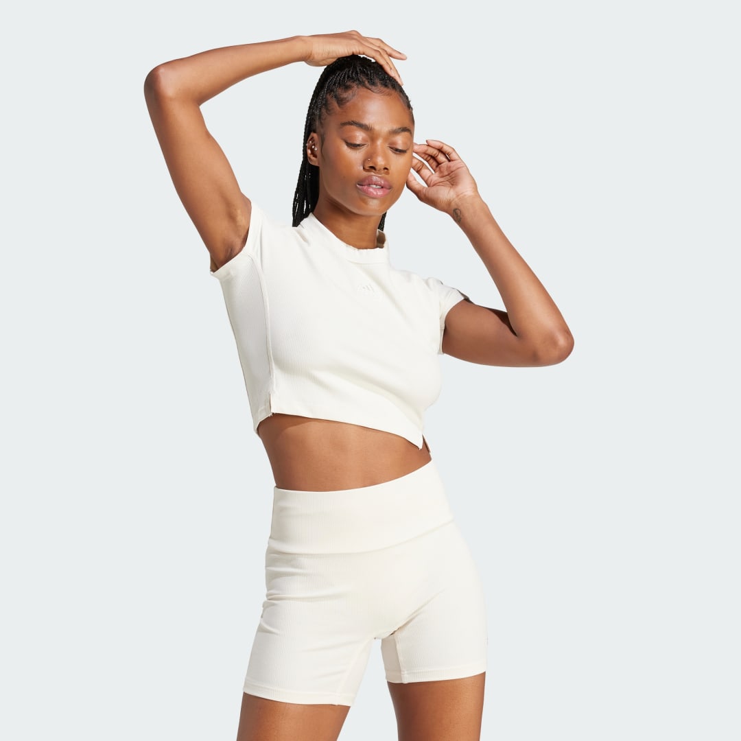 T-shirt adidas Performance adidas Sportswear Lounge Ribbed Crop Hvid | IP2272, 1