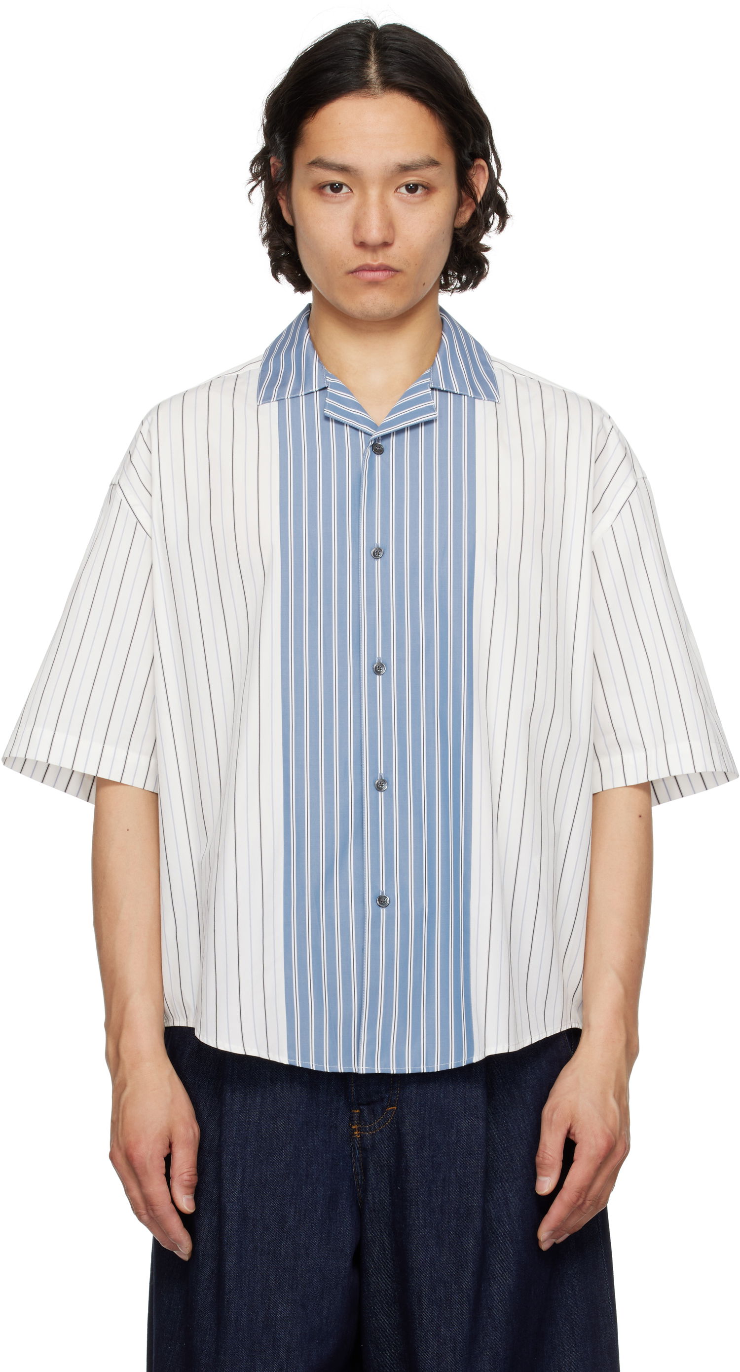 Skjorte AMI AMI Paris Short Sleeve Boxy Shirt Blå | HSH286.CO0109, 0