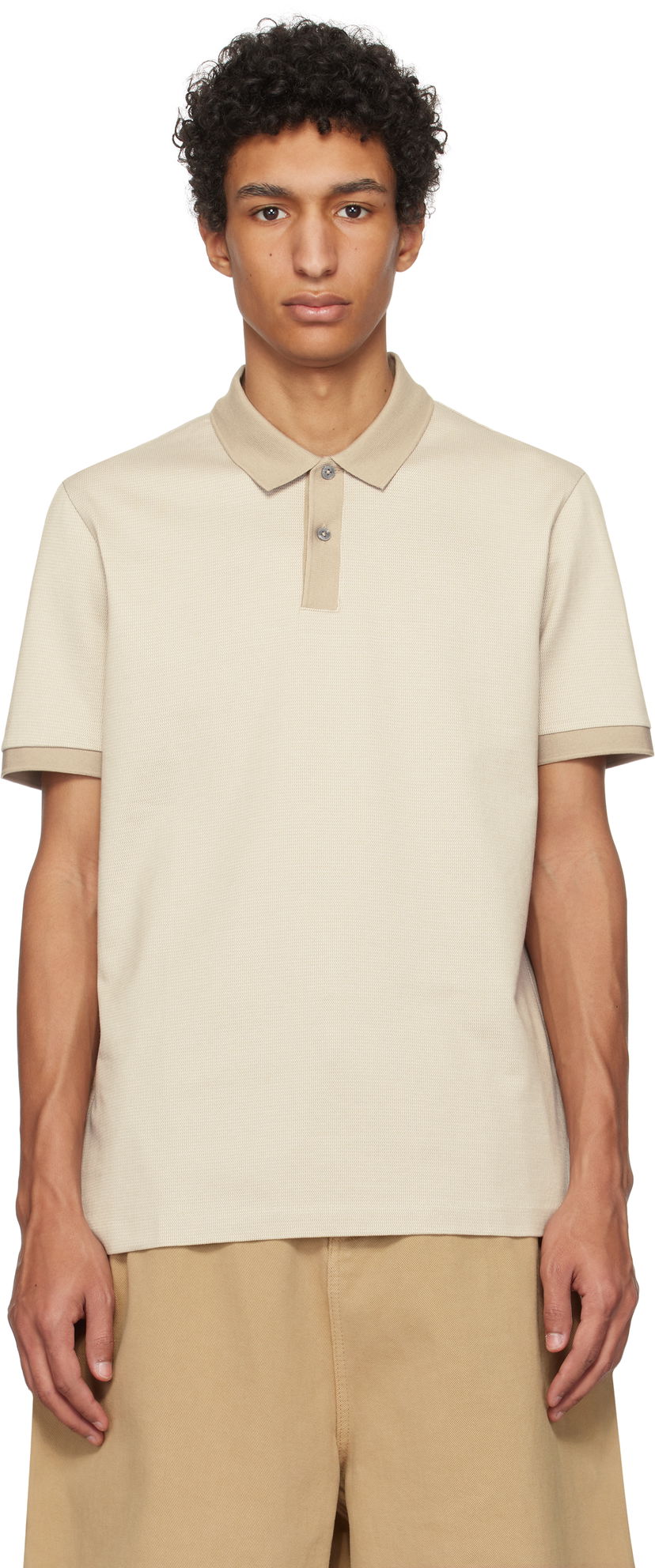Polo skjorte BOSS BOSS Micro Pattern Mercerized Polo Beige | 50532246