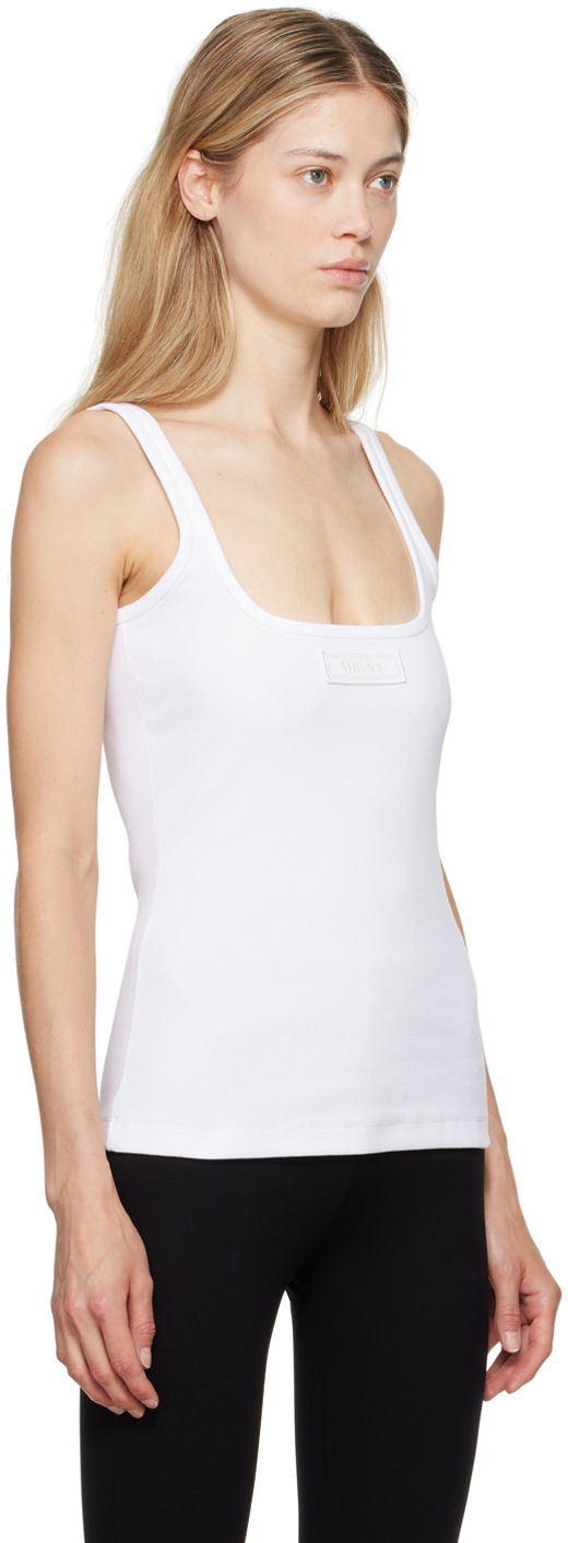 Tanktop Versace Slim-Fit Ribbed Tank Top Hvid | 1017003-1A12060-1W000, 1