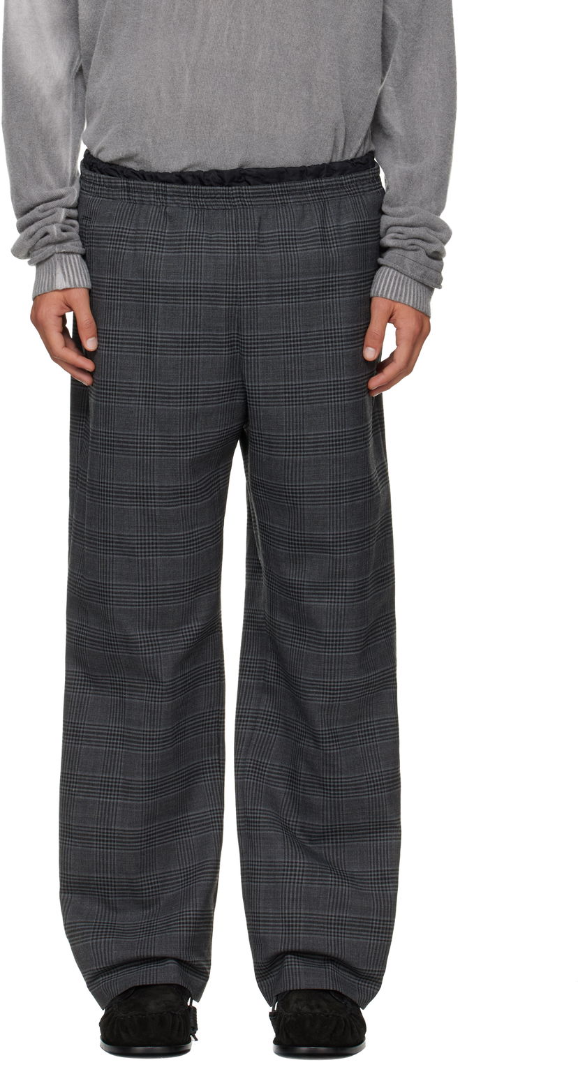 Bukser Diesel P-Tilson Plaid Wide-Leg Trousers with Elasticated Waist Grå | A18485-0DEBS-9XXA