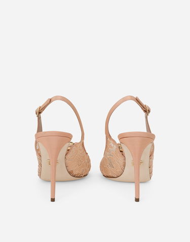 Sneakers og sko Dolce & Gabbana Slingback Lace Pumps Beige | CG0712AQ07480240, 2