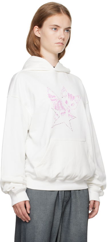 Sweatshirt We11done Fitted Hoodie With Graphic Print Hvid | WD-TH2-24-832-U-IV, 1