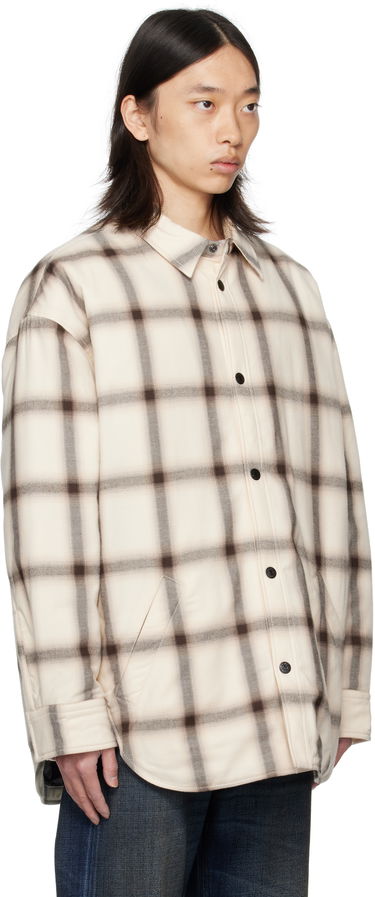 Skjorte Acne Studios Acne Studios Flannel Button-Up Overshirt Beige | B90845-, 1