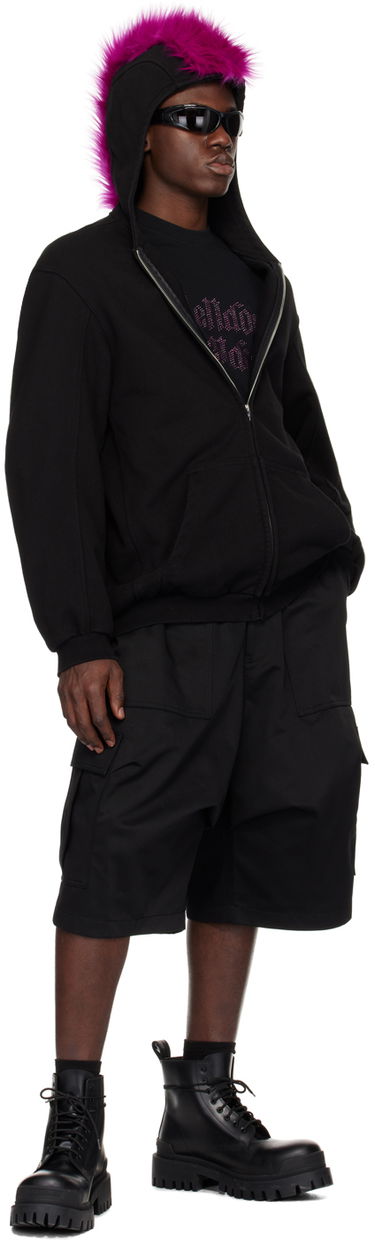 Sweatshirt We11done We11done Zip-Up Faux-Fur Hoodie Sort | WD-TJ1-24-884-U-BK, 3