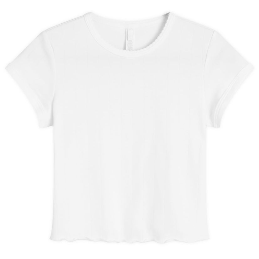 T-shirt SKIMS Drop Needle Pointelle Baby T-Shirt, Size Large Hvid | ST-STT-8463-SNO