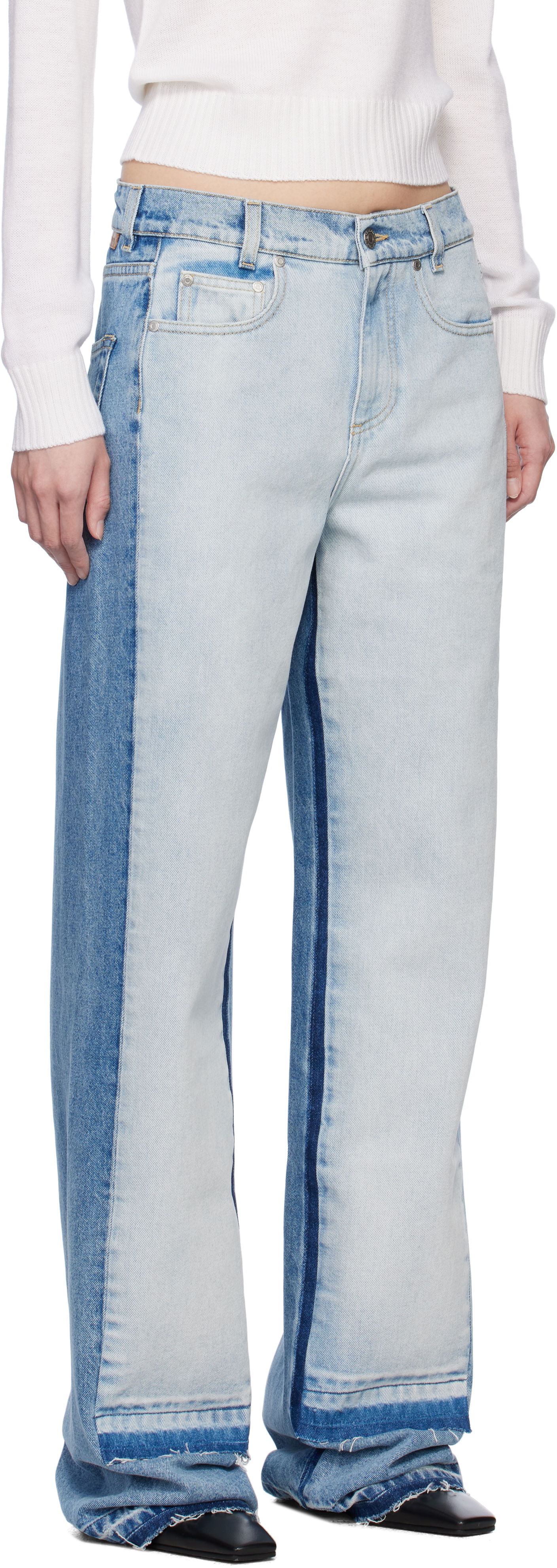 Jeans Stella McCartney Stella McCartney Contrast Panel Straight Leg Jeans Blå | 6D03393SQH10, 1