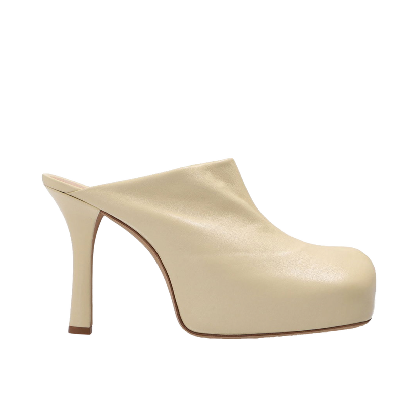 Sneakers og sko Bottega Veneta Leather Platform Mule With Square Toe Beige | 630148VBP409311
