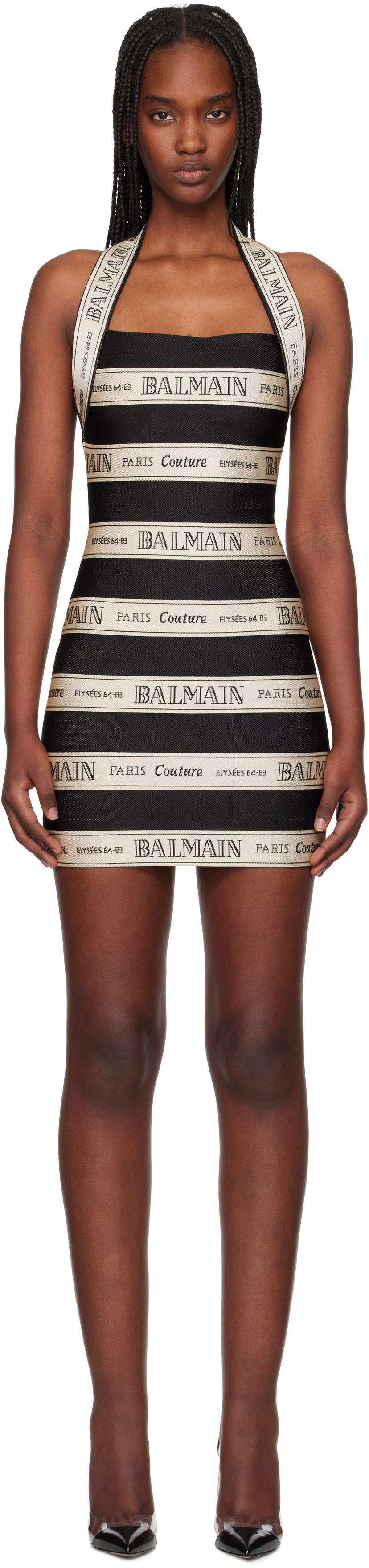 Kjole Balmain Balmain Jacquard Halterneck Minidress Sort | EF1R5088JJ95