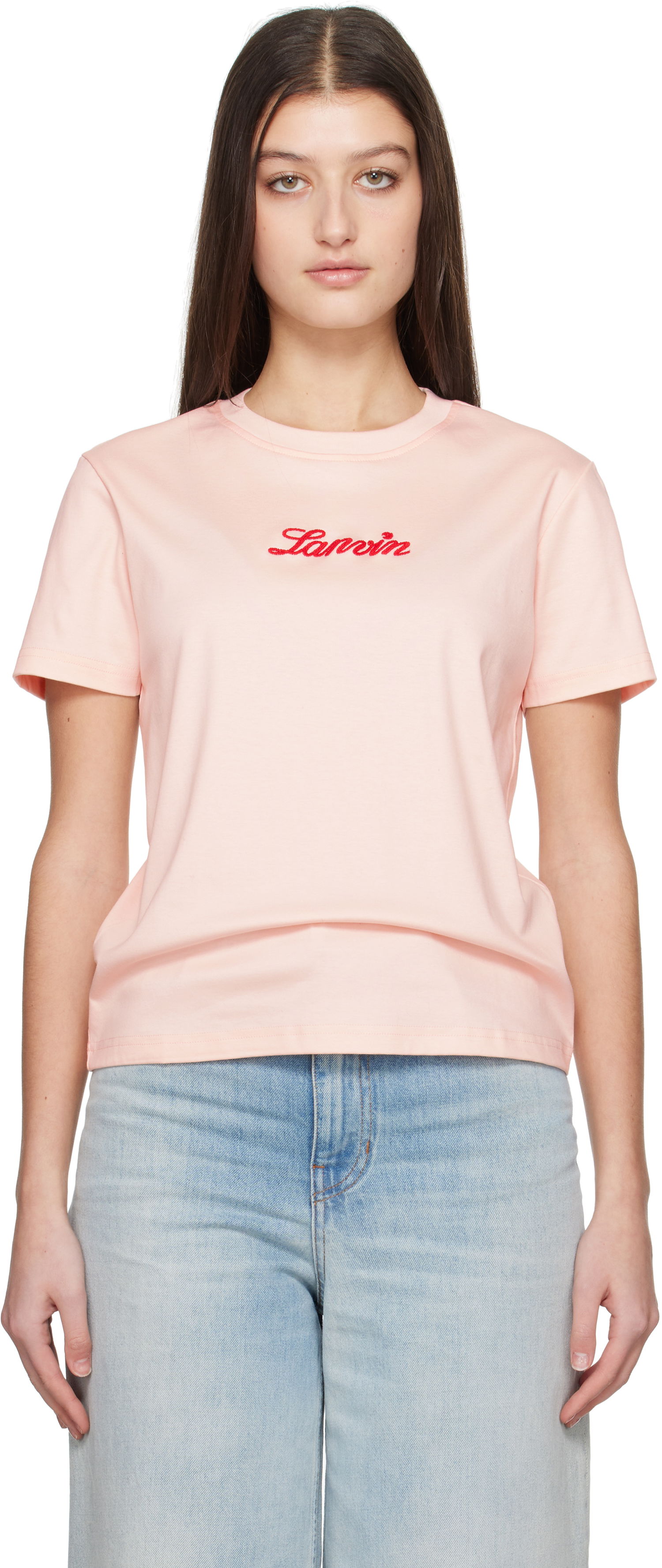T-shirt LANVIN Lanvin Embroidered T-Shirt Lyserød | RW-TS0030-J134-P25, 0