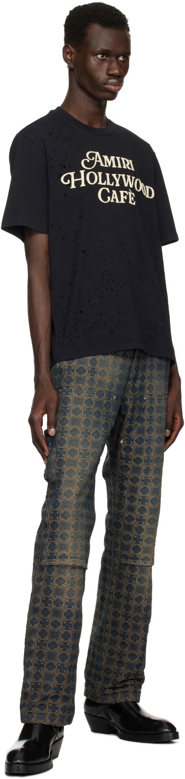 T-shirt AMIRI Amiri Hollywood Cafe Distressed T-Shirt Sort | AMJYTE1176, 3
