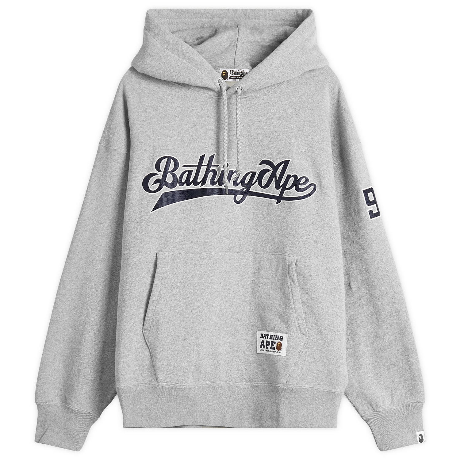 Sweatshirt BAPE Bathing Ape Baseball Logo Relaxed Fit Pullover Hoodie Grå | 001PPL301004M-GRY, 0