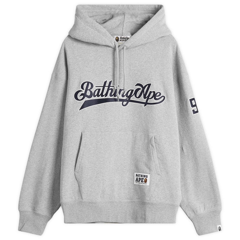 Sweatshirt BAPE Bathing Ape Baseball Logo Relaxed Fit Pullover Hoodie Grå | 001PPL301004M-GRY