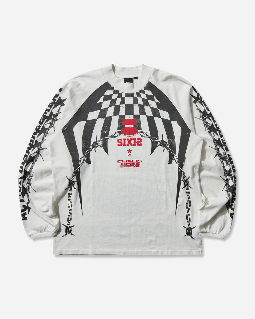 T-shirt Vans Act of Disagreement Hazard Checkered Barbed Wire SIXIR Chaos Times Longsleeve T-Shirt Hvid | VN000RPWWHT1