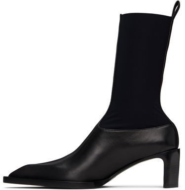 Sneakers og sko Jil Sander Jil Sander Leather Kitten Heel Ankle Boots Sort | J16WU0056_P5810, 2