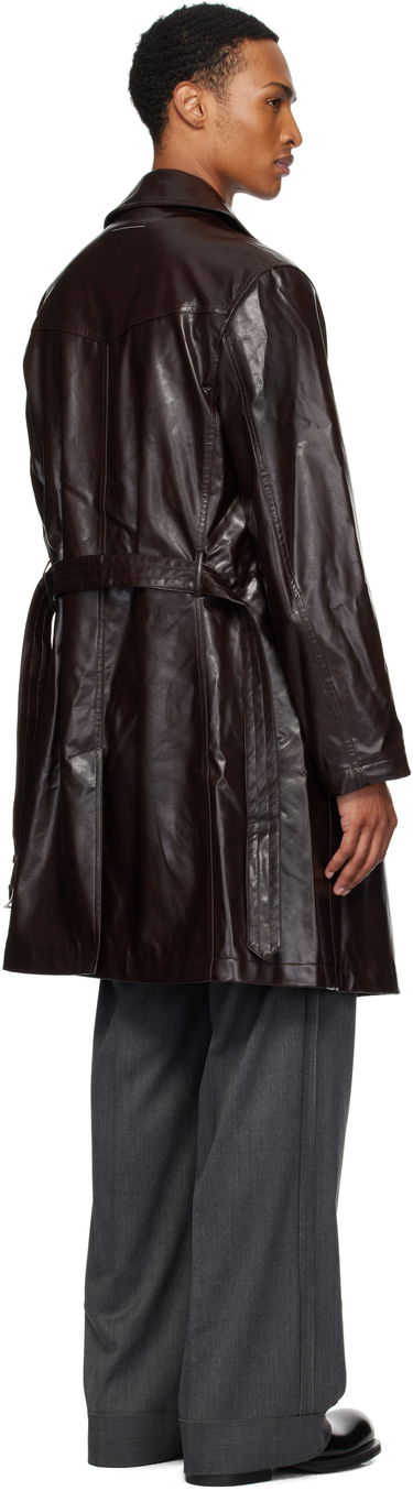 Trenchcoat Maison Margiela MM6 Maison Margiela Double-Breasted Faux-Leather Jacket Brun | SH0AH0006 M35465, 2