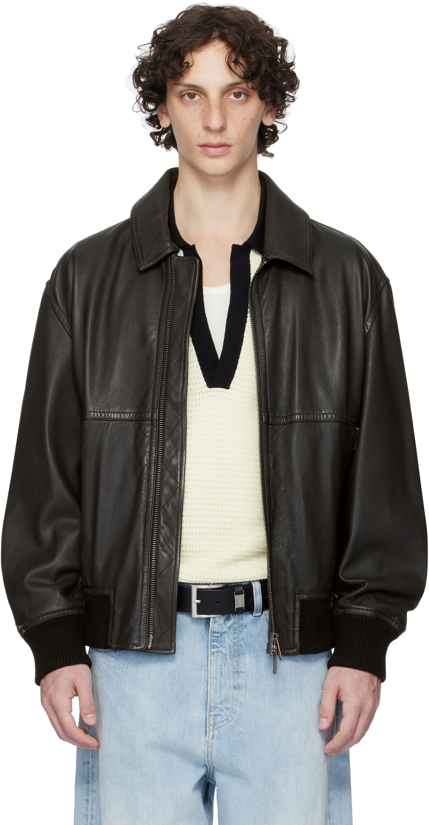 Jakke BOSS BOSS Zip Leather Jacket Sort | 50543240, 0