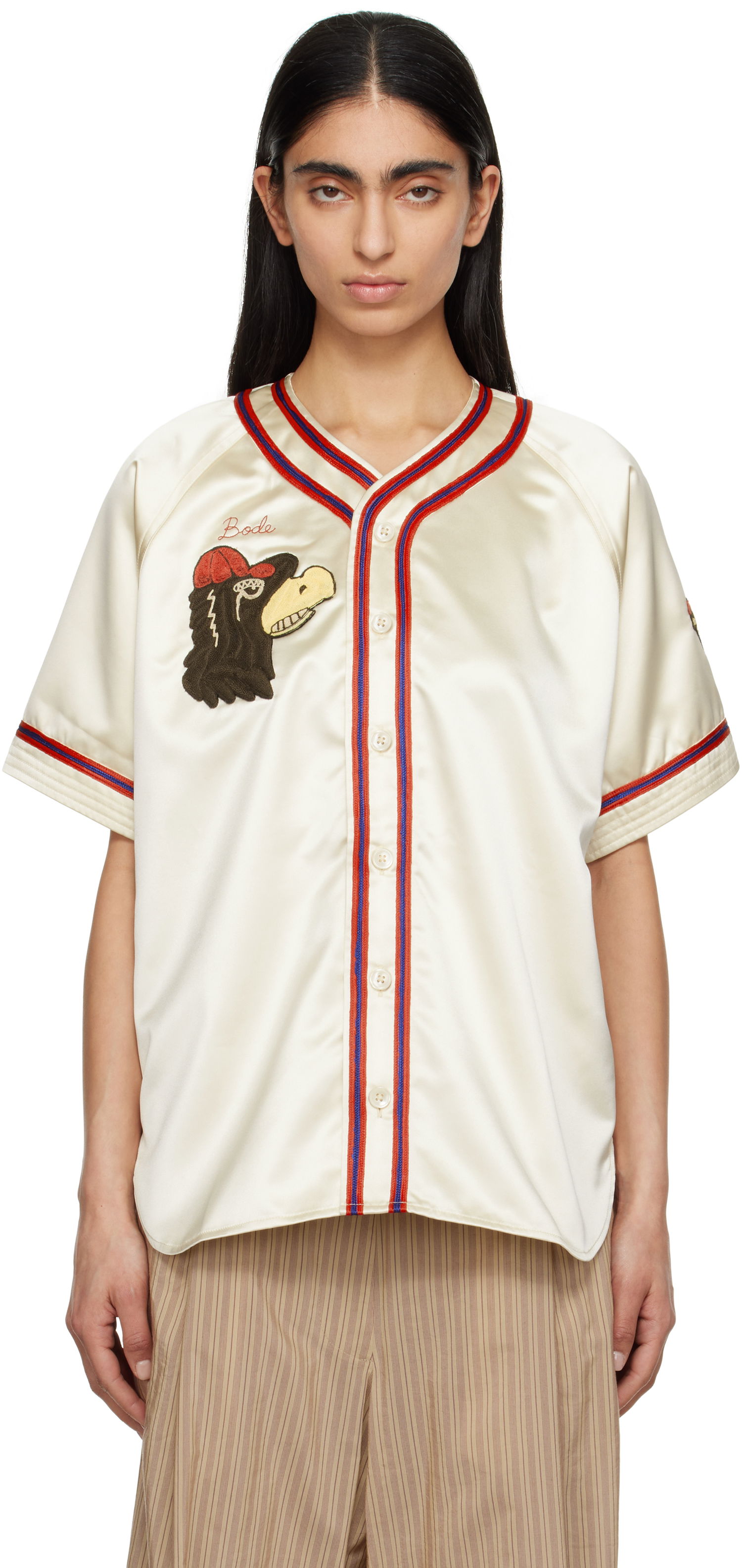Jersey Bode Bode Redtail Baseball Shirt Beige | MRS25SH023, 0
