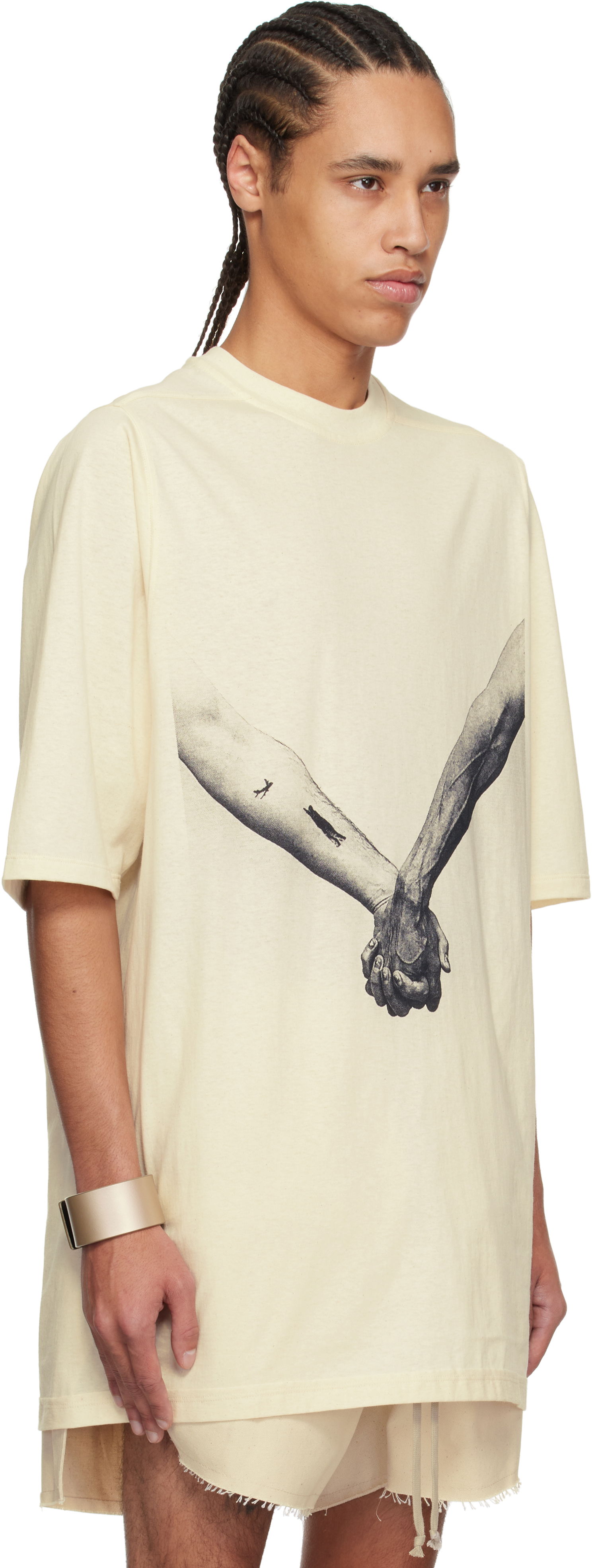 T-shirt Rick Owens Rick Owens Hollywood Jumbo T-Shirt Beige | RR01E5238 JNCP3, 1