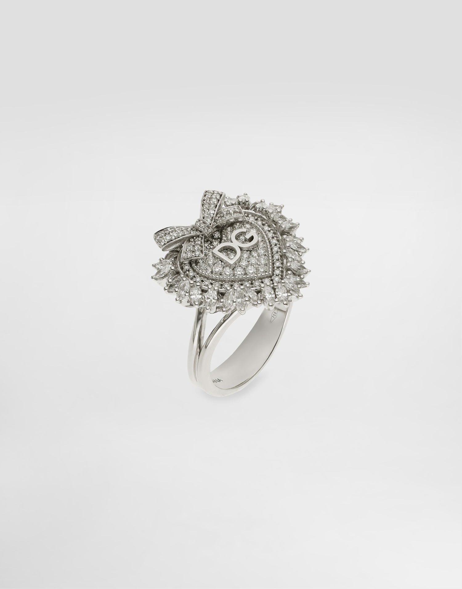 Ring Dolce & Gabbana Dolce & Gabbana Devotion Heart Ring, 18K White Gold with Diamonds, Size 56 Metalisk | WRND1KWWH0180001, 1